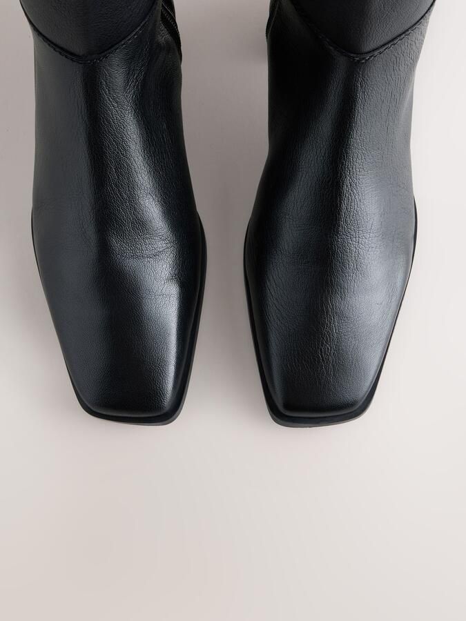 Next Dames Forever Comfort leren enkellaarzen met vierkante neus Zwart - Foto 3