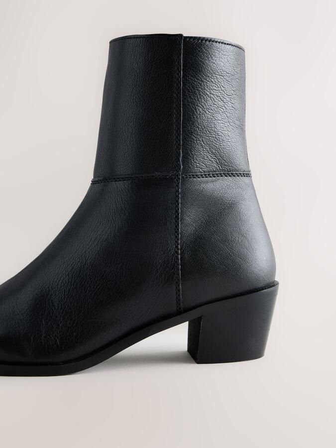Next Dames Forever Comfort leren enkellaarzen met vierkante neus Zwart - Foto 4