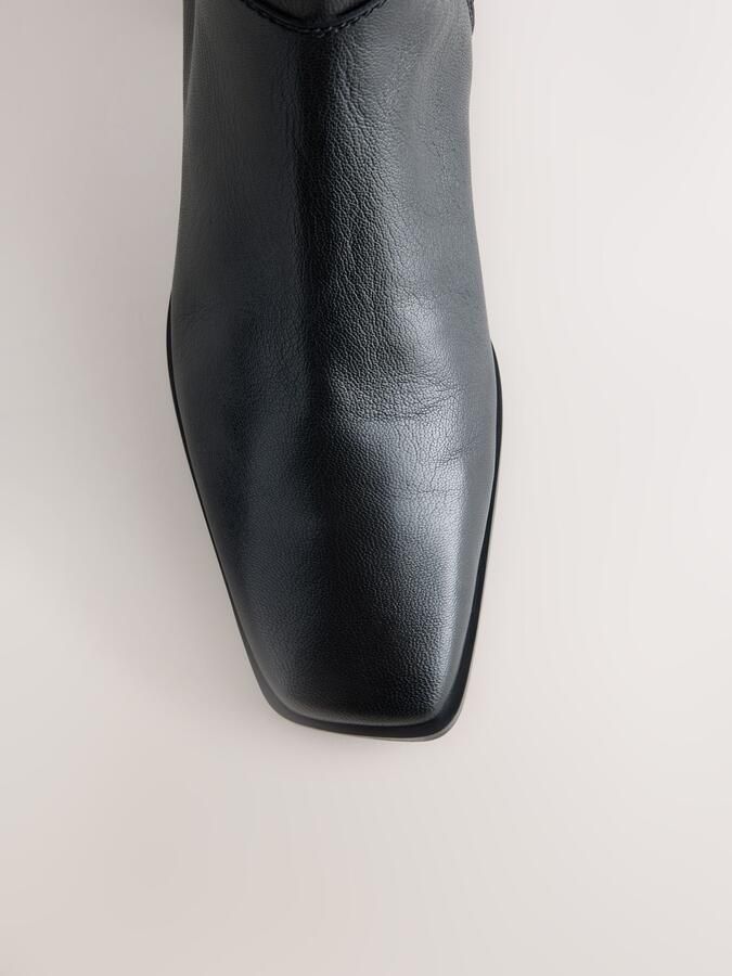Next Dames Forever Comfort leren enkellaarzen met vierkante neus Zwart - Foto 5
