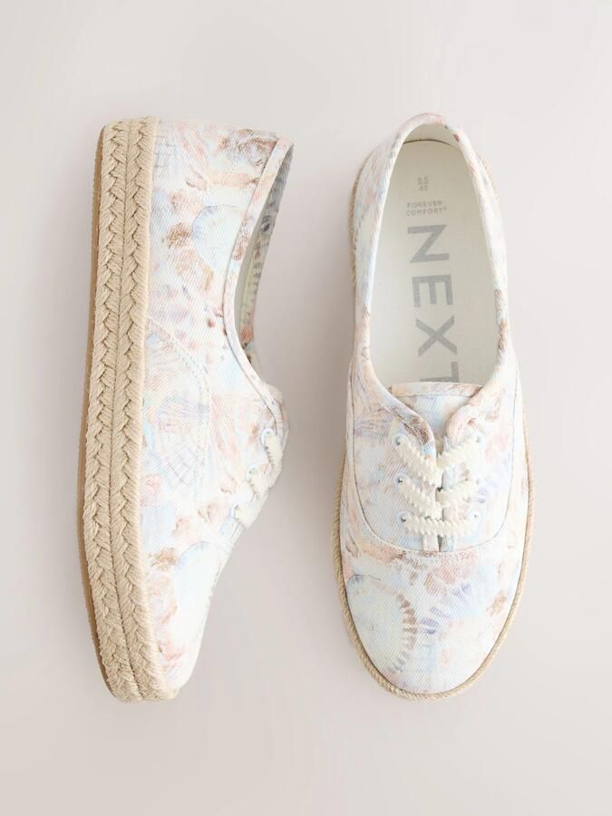 Next Espadrilles 'Forever Comfort' lichtblauw bruin rosa wit - Foto 3