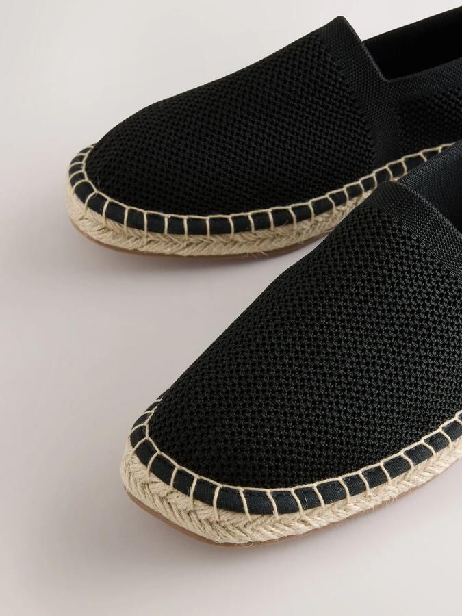 Next Heren Gebreide espadrilles met comfortabele stretch Zwart - Foto 6