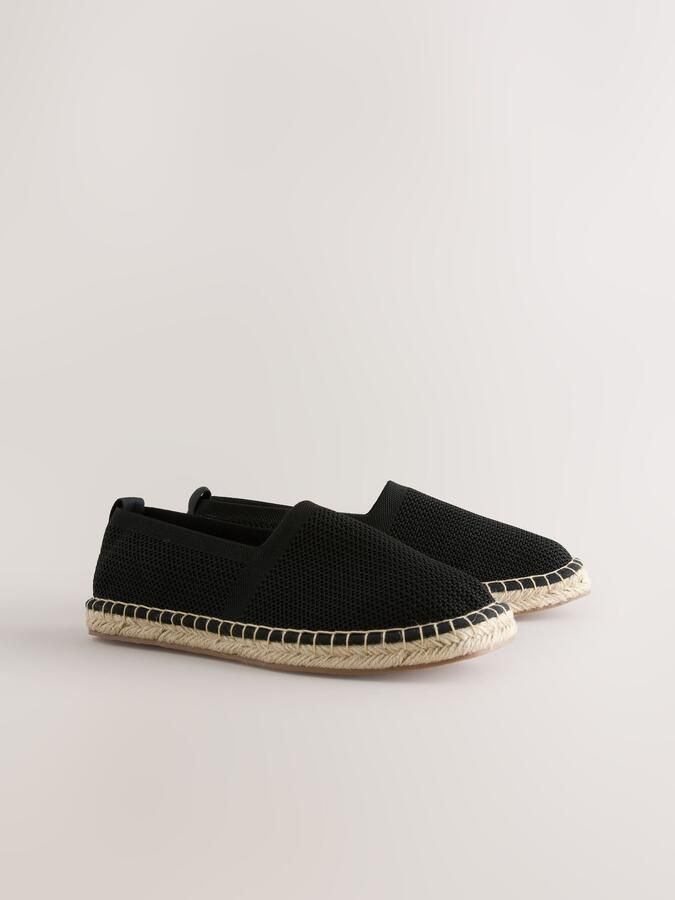Next Heren Gebreide espadrilles met comfortabele stretch Zwart - Foto 3
