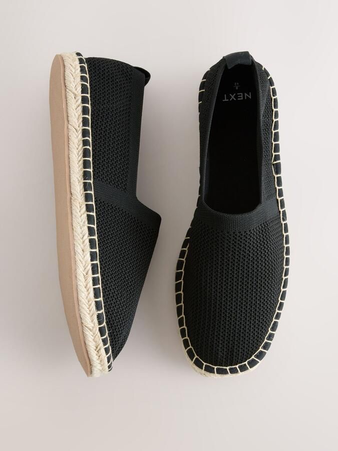 Next Heren Gebreide espadrilles met comfortabele stretch Zwart - Foto 4