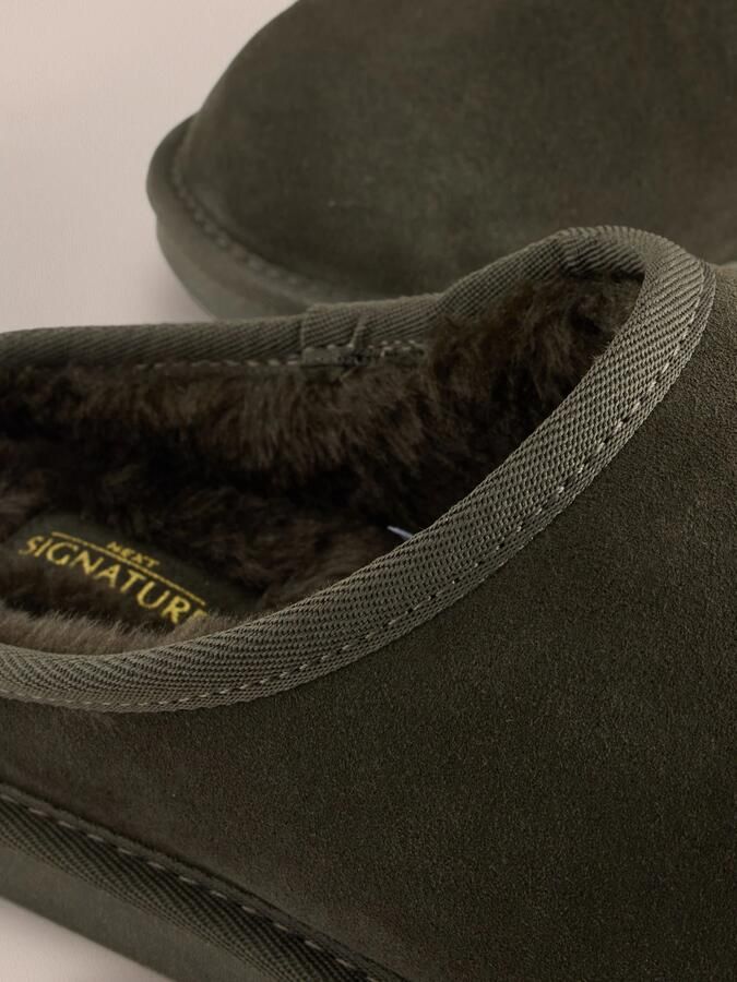 Next Heren Suède Signature-pantoffelmuiltjes met imitatiesuèdevoering Groen - Foto 5