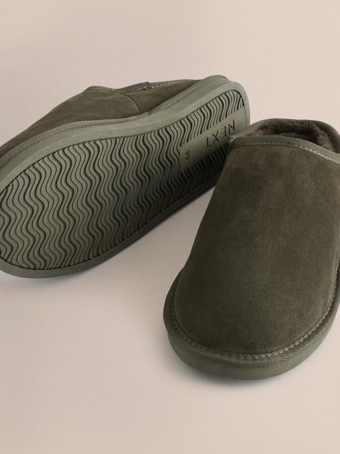 Next Heren Suède Signature-pantoffelmuiltjes met imitatiesuèdevoering Groen - Foto 3