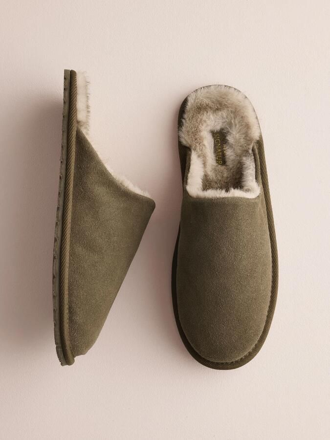 Next Heren Smalle suède muilpantoffels Groen - Foto 6