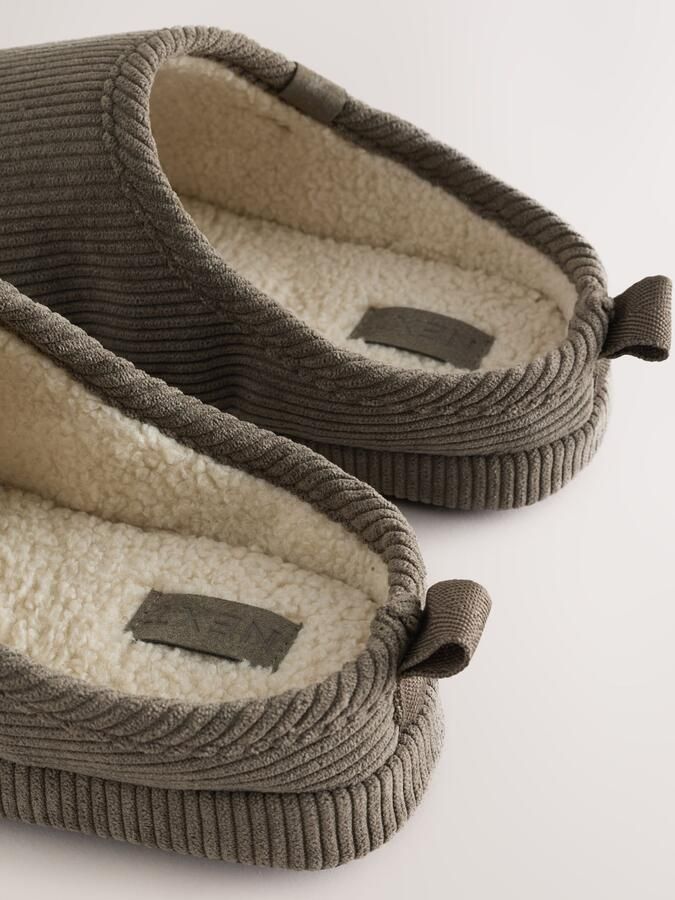 Next Heren Corduroy muilpantoffels Grijs - Foto 3