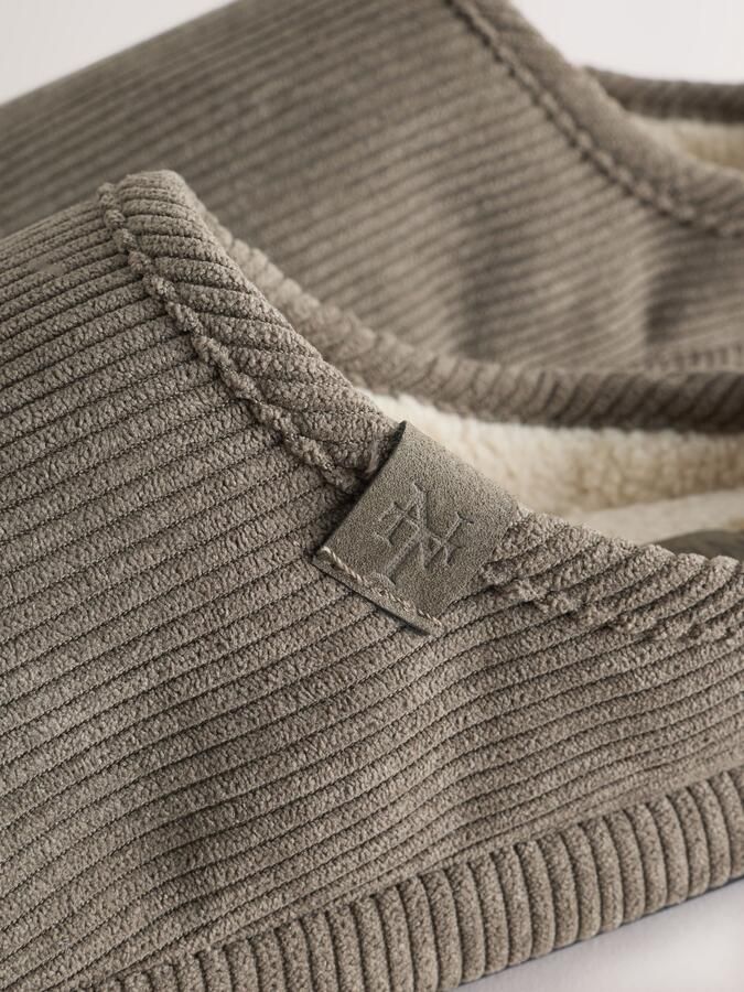 Next Heren Corduroy muilpantoffels Grijs - Foto 4