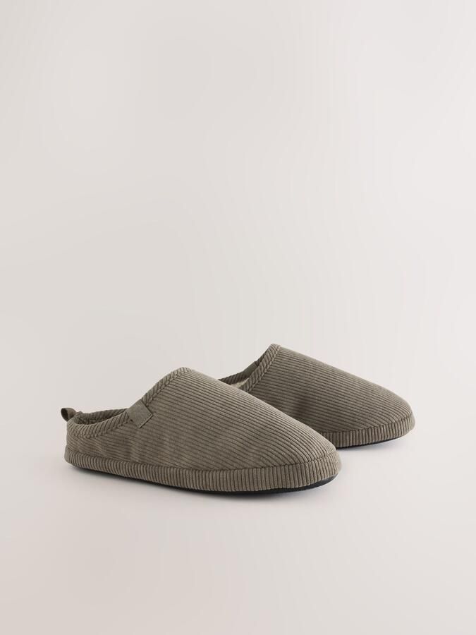 Next Heren Corduroy muilpantoffels Grijs - Foto 2