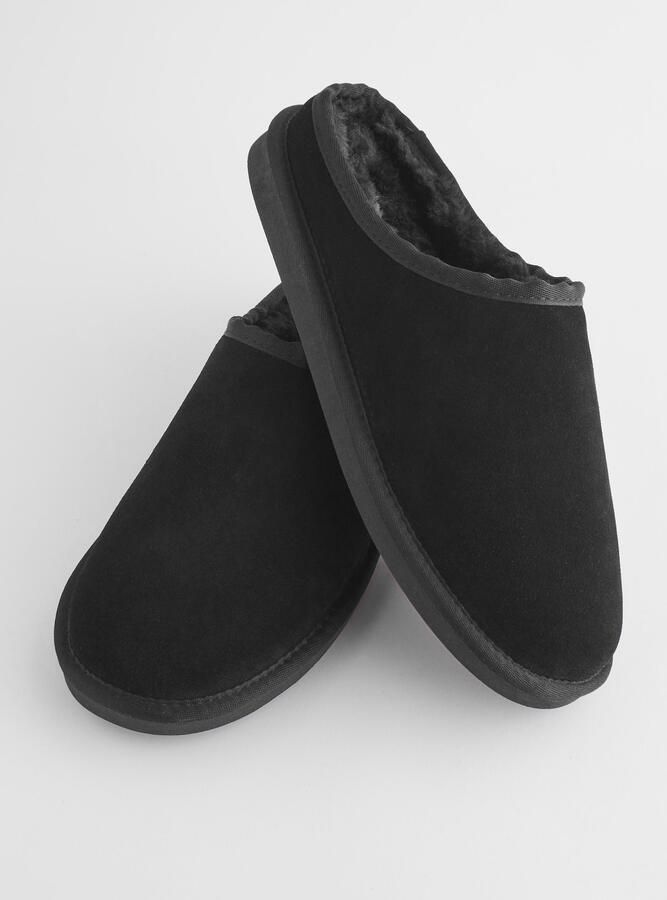 Next Heren Suède Signature-pantoffelmuiltjes met imitatiesuèdevoering Zwart - Foto 5