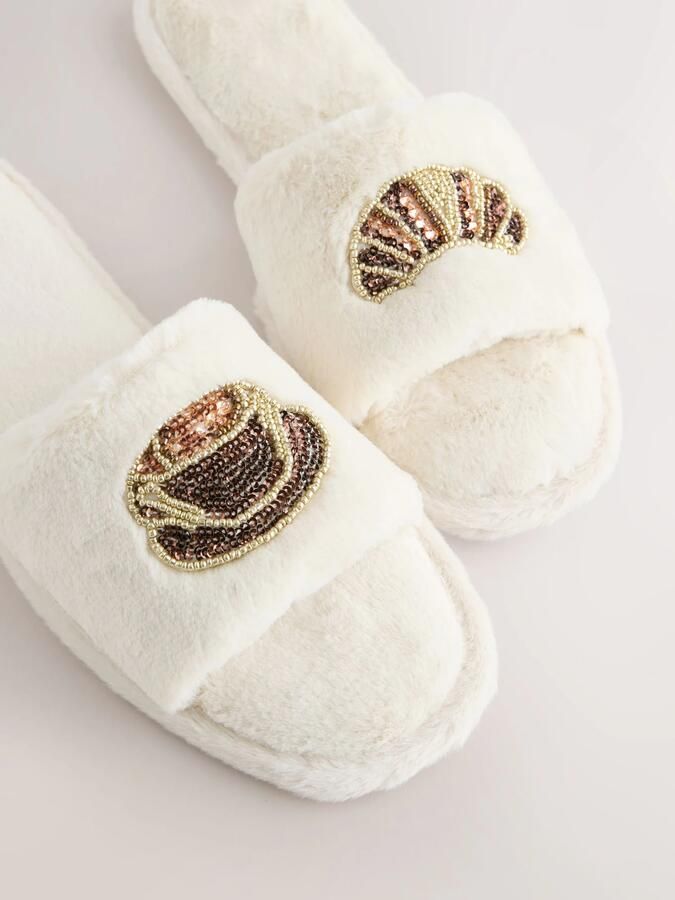 Next Huisschoenen ecru bruin goud - Foto 2