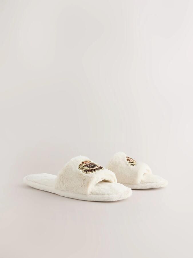 Next Huisschoenen ecru bruin goud - Foto 4