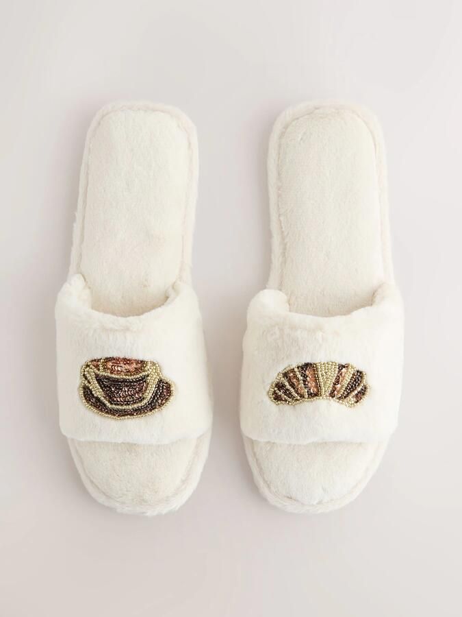 Next Huisschoenen ecru bruin goud - Foto 5