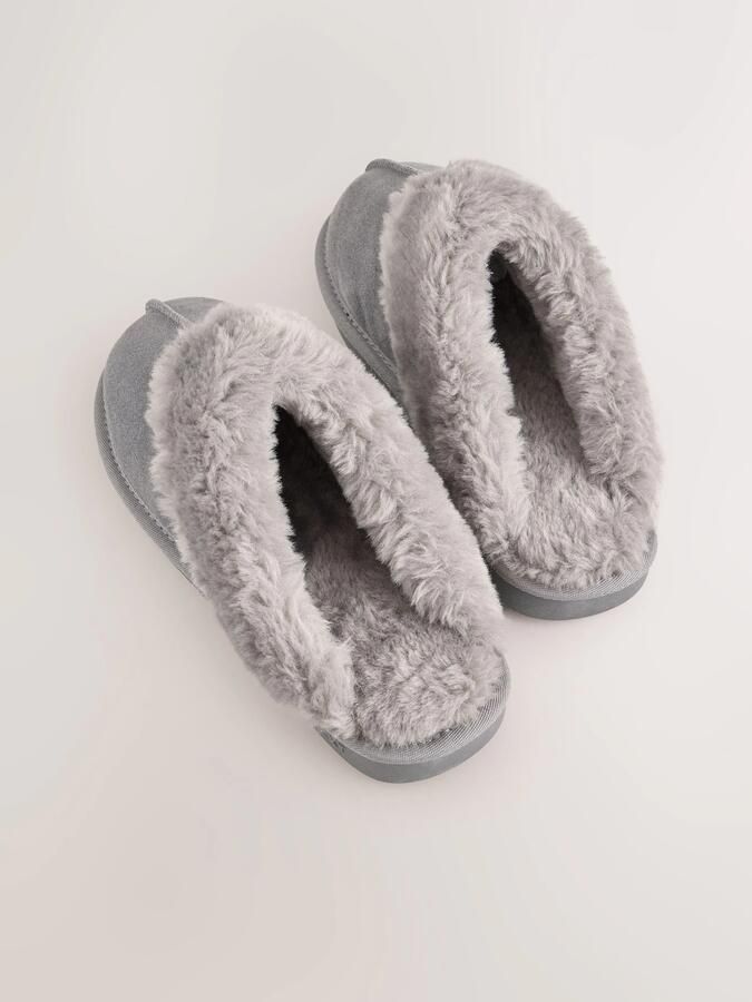 Next Dames Suède pantoffelmuiltjes met imitatiesuèdevoering Grijs - Foto 5
