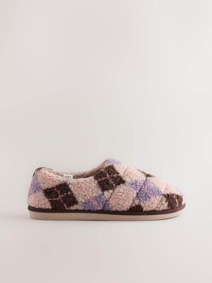 Next Huisschoenen 'Mini Borg' donkerbruin lavendel rosa - Foto 2