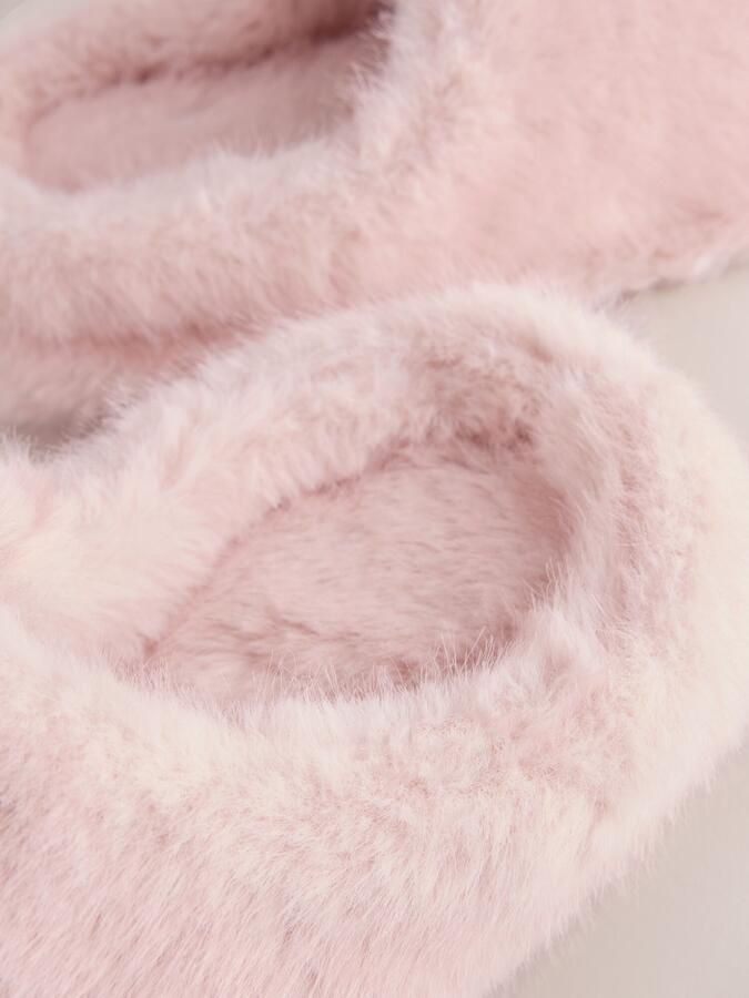 Dames pantoffels van imitatiebont roze - Foto 3