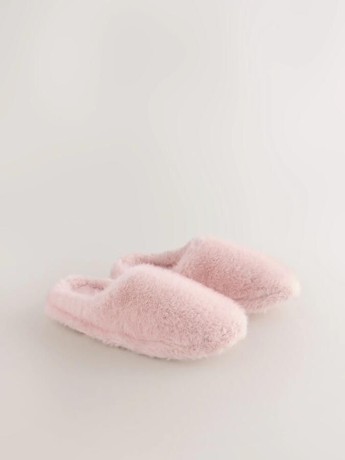 Dames pantoffels van imitatiebont roze - Foto 5