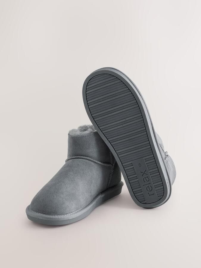 Next Dames Gevoerde imitatiesuède pantoffellaarzen Grijs - Foto 2