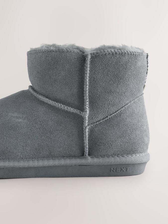 Next Dames Gevoerde imitatiesuède pantoffellaarzen Grijs - Foto 4