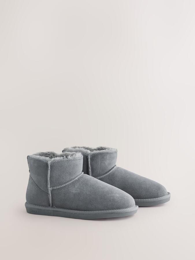 Next Dames Gevoerde imitatiesuède pantoffellaarzen Grijs - Foto 6