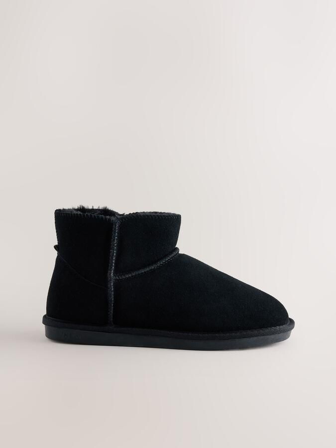 Next Dames Gevoerde imitatiesuède pantoffellaarzen Zwart - Foto 2