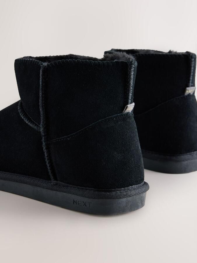 Next Dames Gevoerde imitatiesuède pantoffellaarzen Zwart - Foto 4