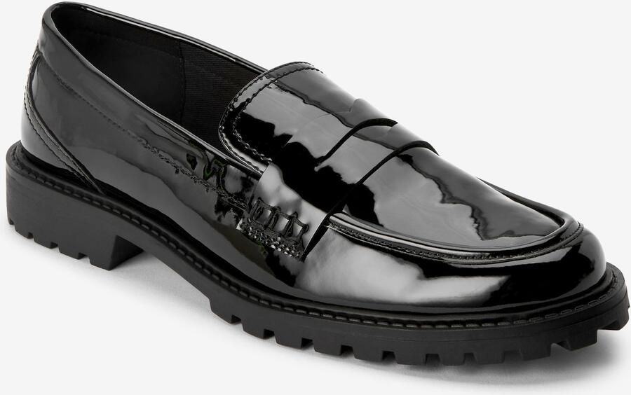 Next Dames Loafers van lakleer met dikke zool Zwart - Foto 6