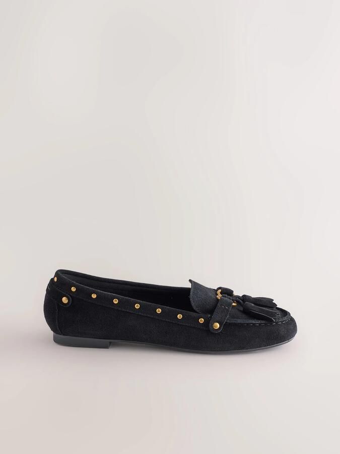 Next Dames Forever Comfort suède loafers met rand Zwart - Foto 2