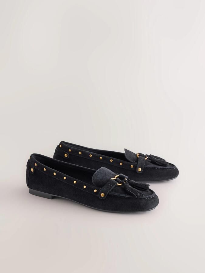Next Dames Forever Comfort suède loafers met rand Zwart - Foto 3