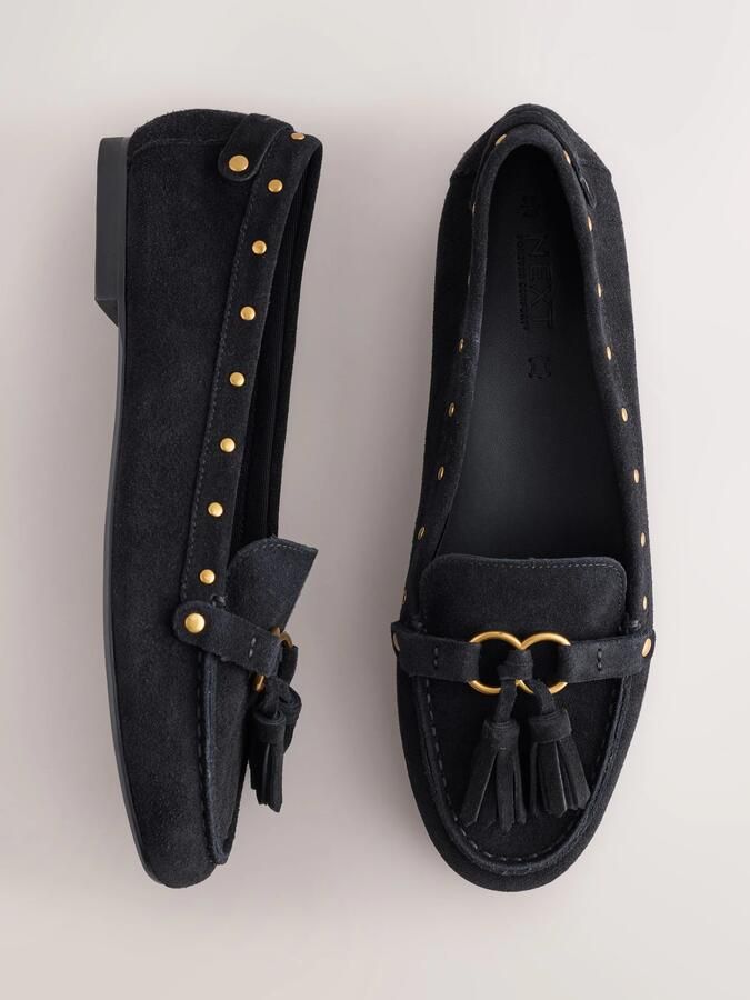 Next Dames Forever Comfort suède loafers met rand Zwart - Foto 4