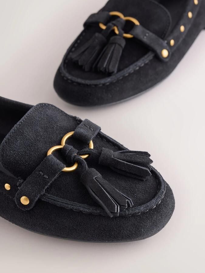 Next Dames Forever Comfort suède loafers met rand Zwart - Foto 5