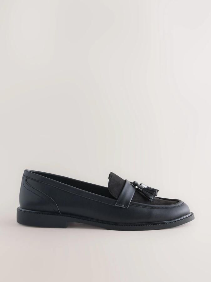 Next Dames Forever Comfort loafers met kwastje en ronde neus Zwart
