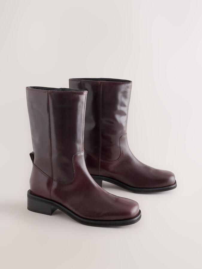 Next Dames Forever Comfort Gaucho midi-leren instaplaarzen Rood - Foto 3