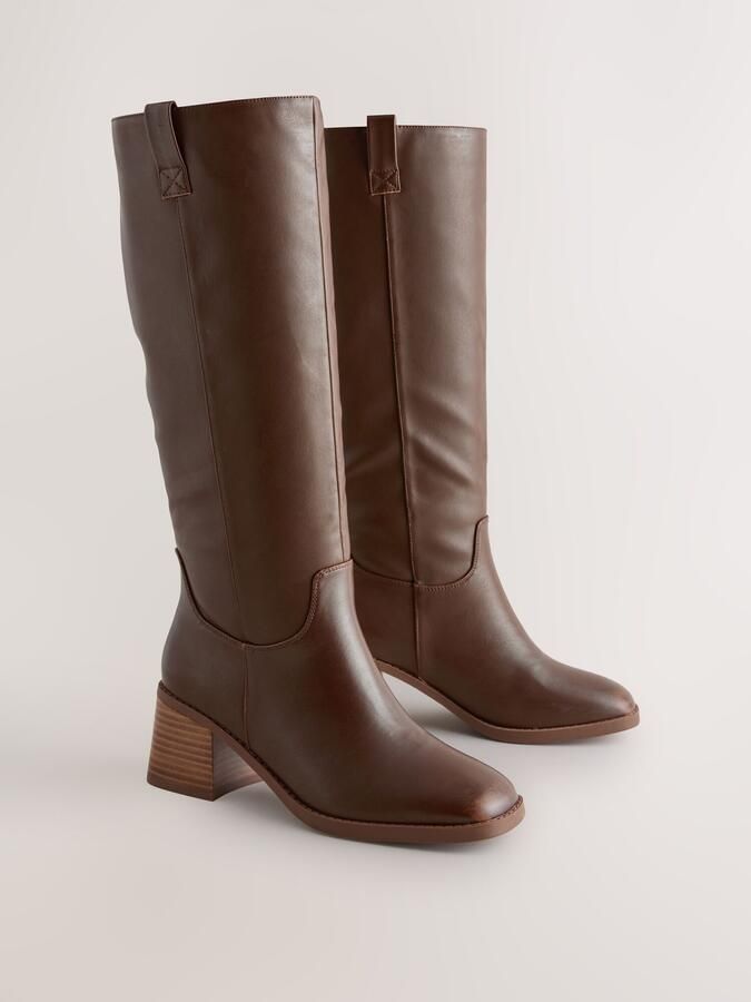 Next Dames Forever Comfort knielaarzen met hoge hak instapmodel Bruin - Foto 3