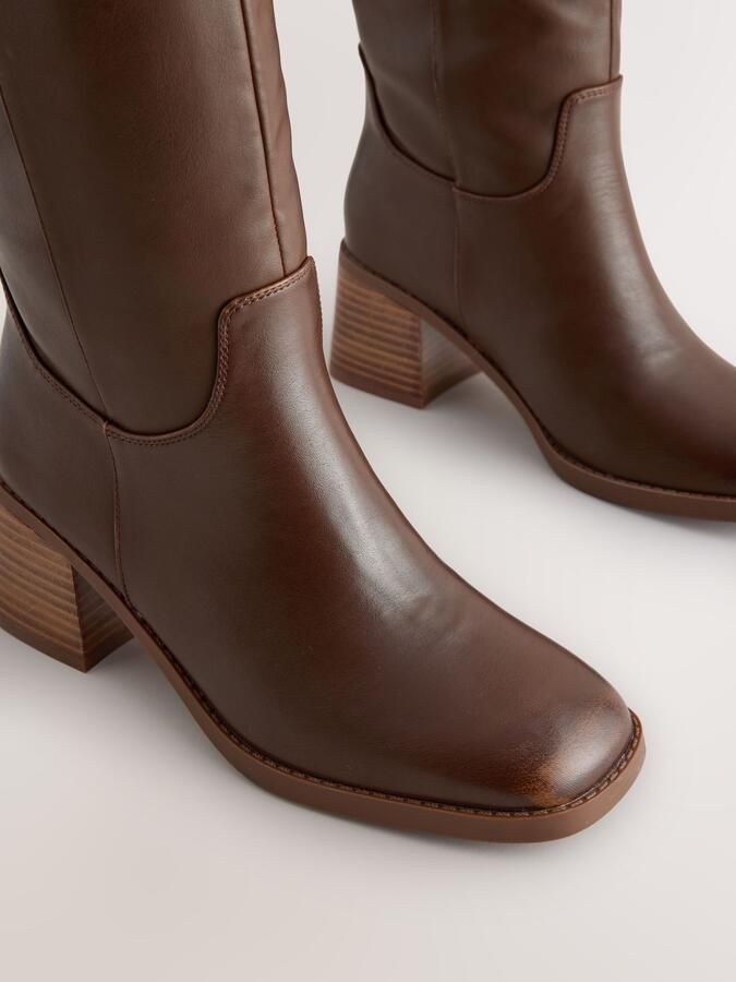 Next Dames Forever Comfort knielaarzen met hoge hak instapmodel Bruin - Foto 5