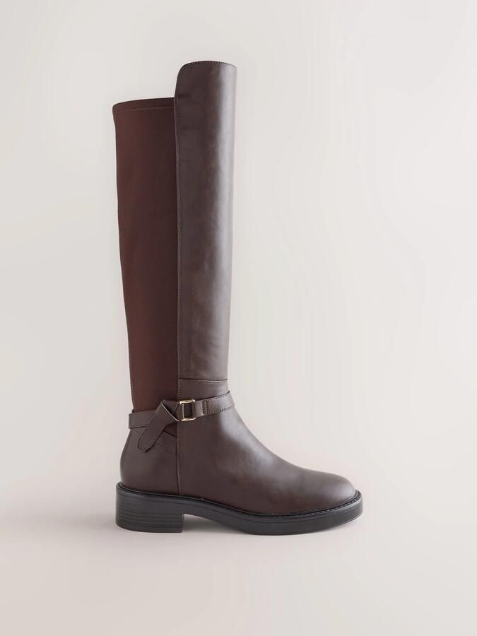 Next Dames Forever Comfort ruiterregenlaarzen met knoop Bruin - Foto 2