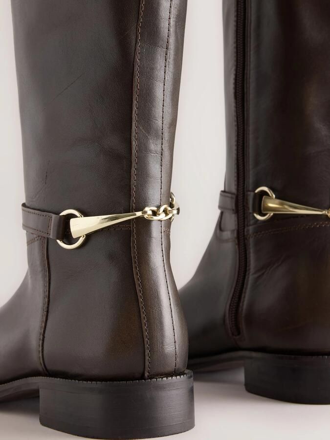 Next Dames Forever Comfort leren Snaffle rijlaarzen met extra brede pasvorm Bruin - Foto 6