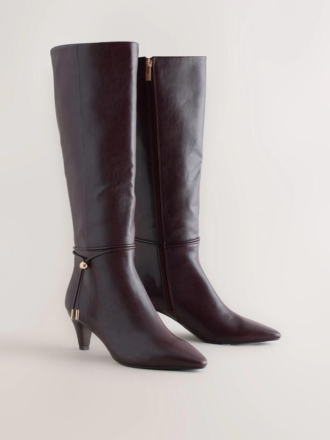 Next Dames Forever Comfort kniehoge laarzen met beugel en spits neus Rood - Foto 4