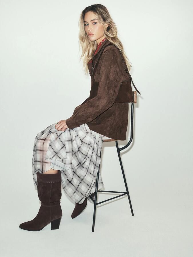 Next Dames Forever Comfort kniehoge slouchlaarzen met stiknaad Bruin - Foto 2