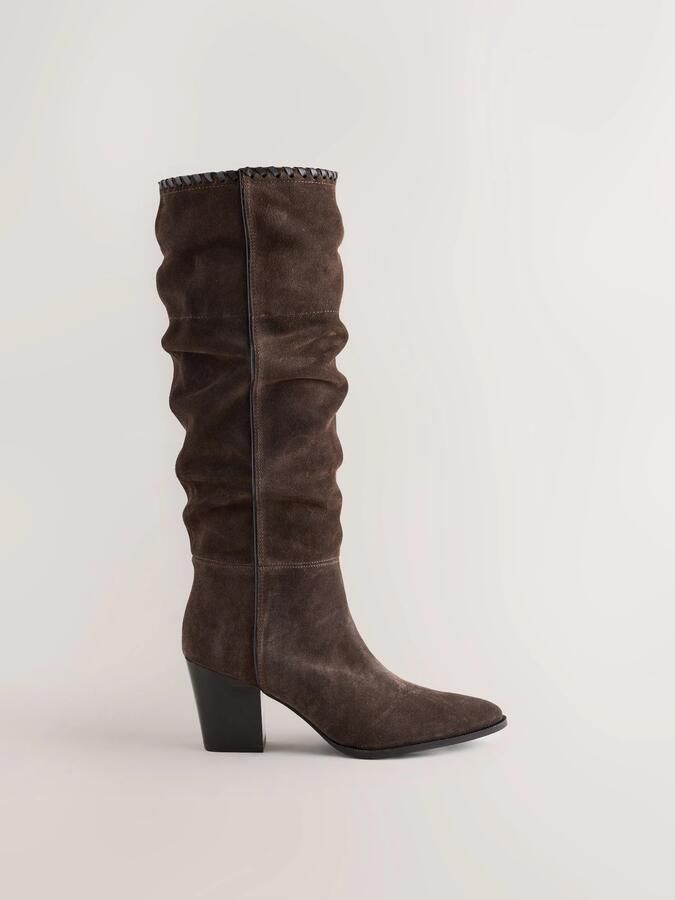 Next Dames Forever Comfort kniehoge slouchlaarzen met stiknaad Bruin - Foto 3