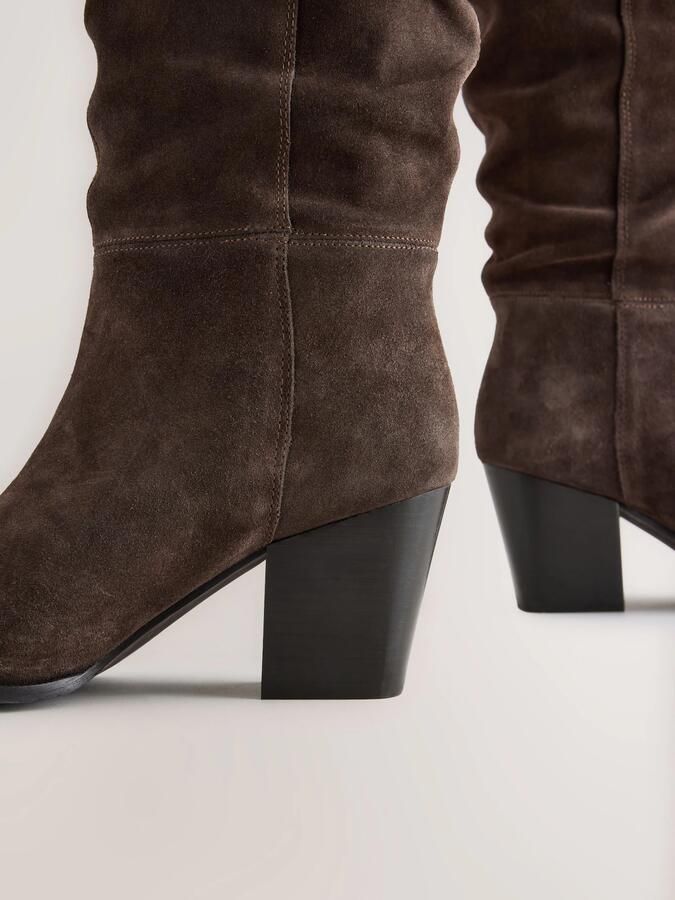 Next Dames Forever Comfort kniehoge slouchlaarzen met stiknaad Bruin - Foto 5