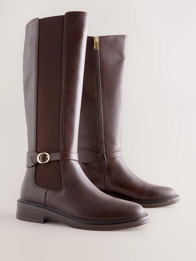 Next Dames Forever Comfort ruiterlaarzen met gespdetail Bruin