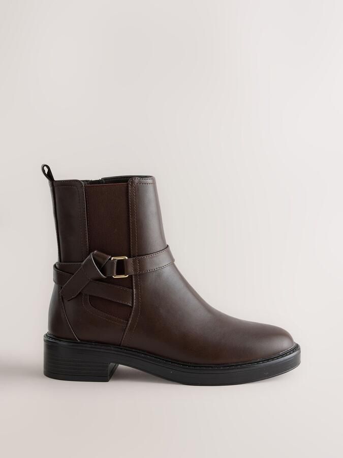 Next Dames Forever Comfort Chelsea-enkellaarzen met knoop Bruin - Foto 6