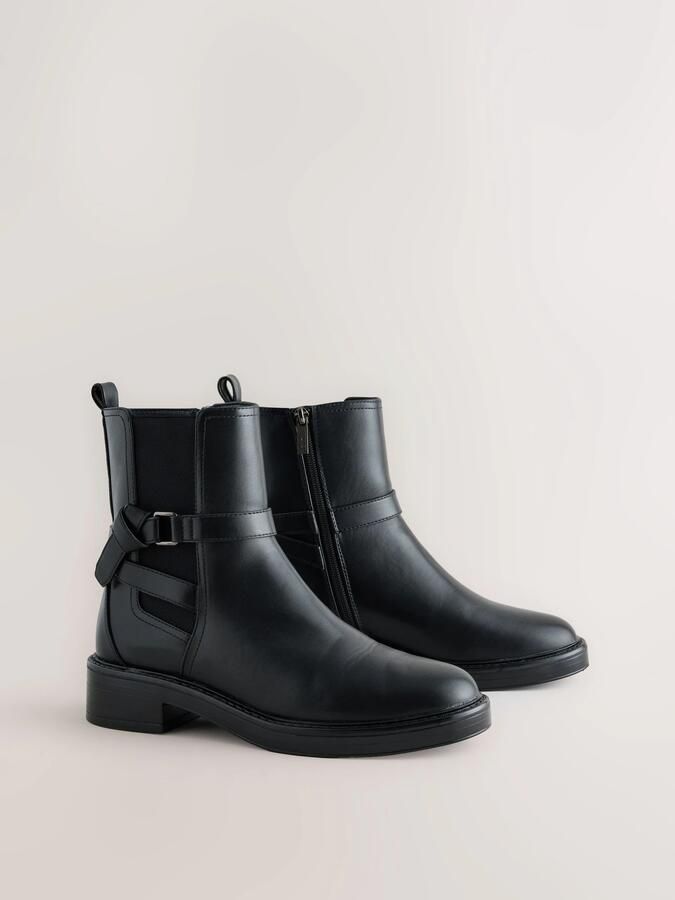 Next Dames Forever Comfort Chelsea-enkellaarzen met knoop Zwart - Foto 5