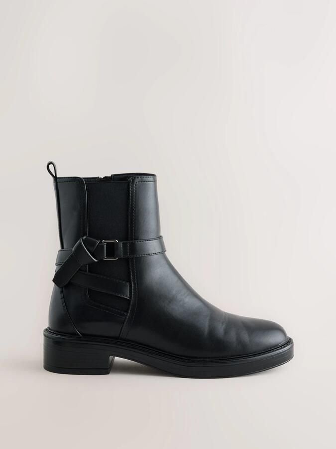 Next Dames Forever Comfort Chelsea-enkellaarzen met knoop Zwart - Foto 6