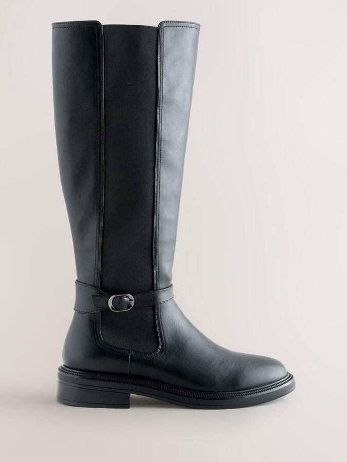 Next Dames Forever Comfort ruiterlaarzen met gespdetail Zwart - Foto 3