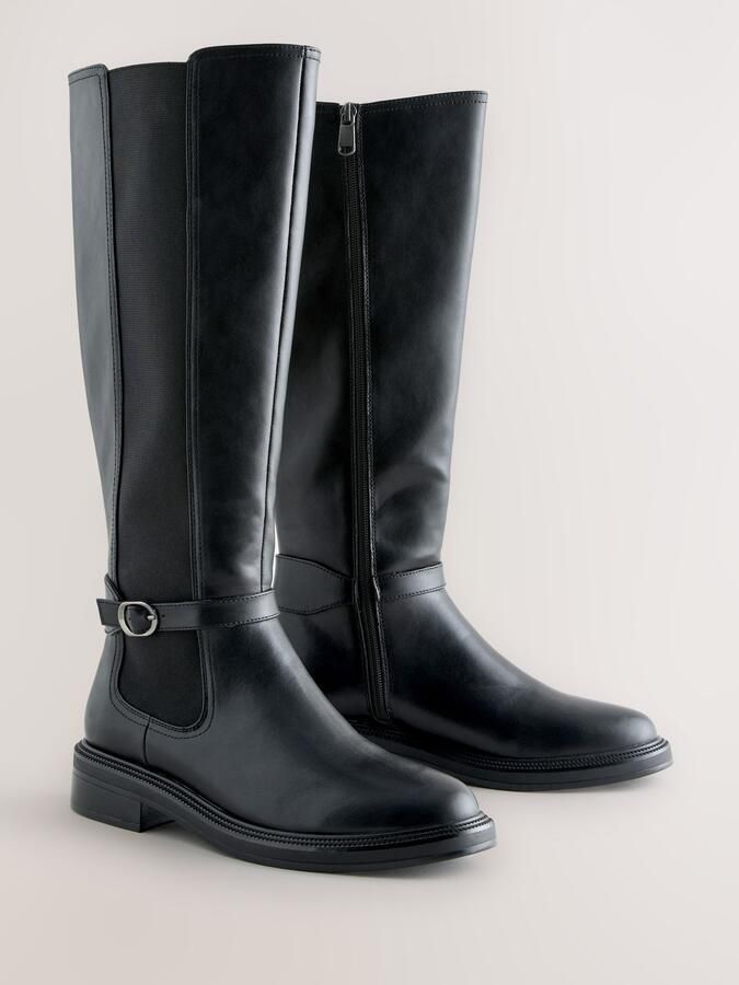 Next Dames Forever Comfort ruiterlaarzen met gespdetail Zwart - Foto 4