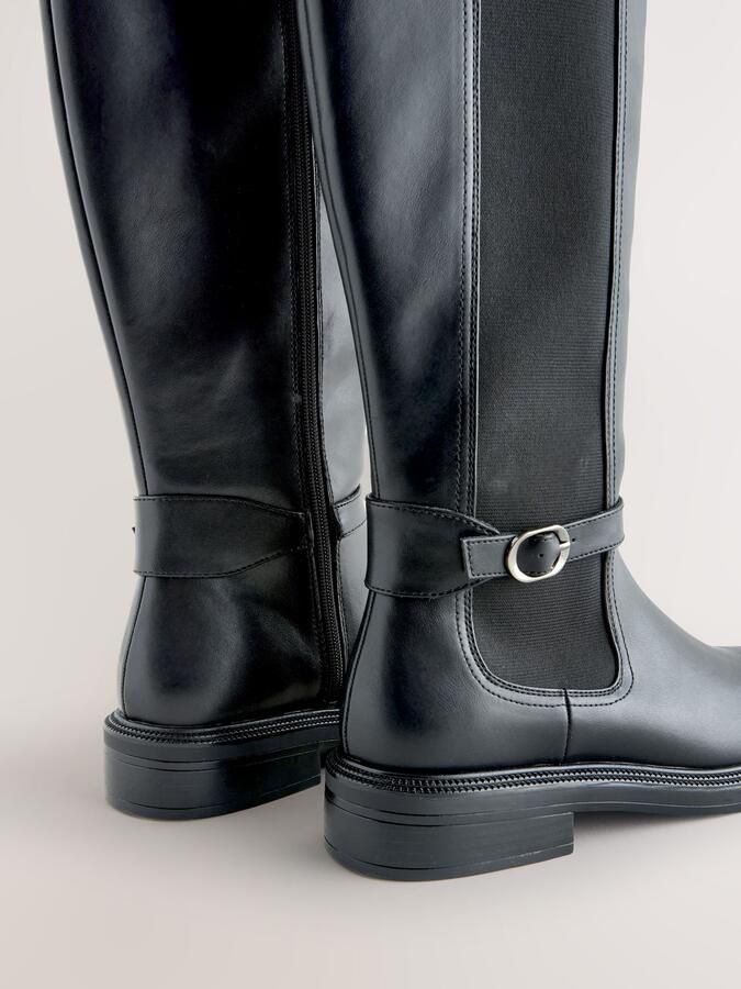 Next Dames Forever Comfort ruiterlaarzen met gespdetail Zwart - Foto 5
