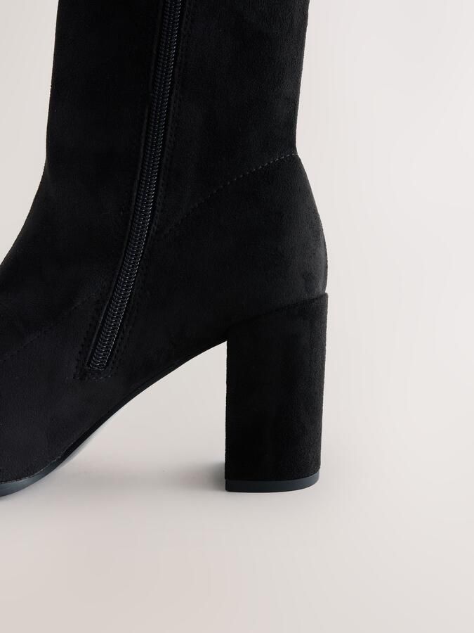 Next Dames Forever Comfort kniehoge soklaarzen met blokhak Zwart - Foto 3