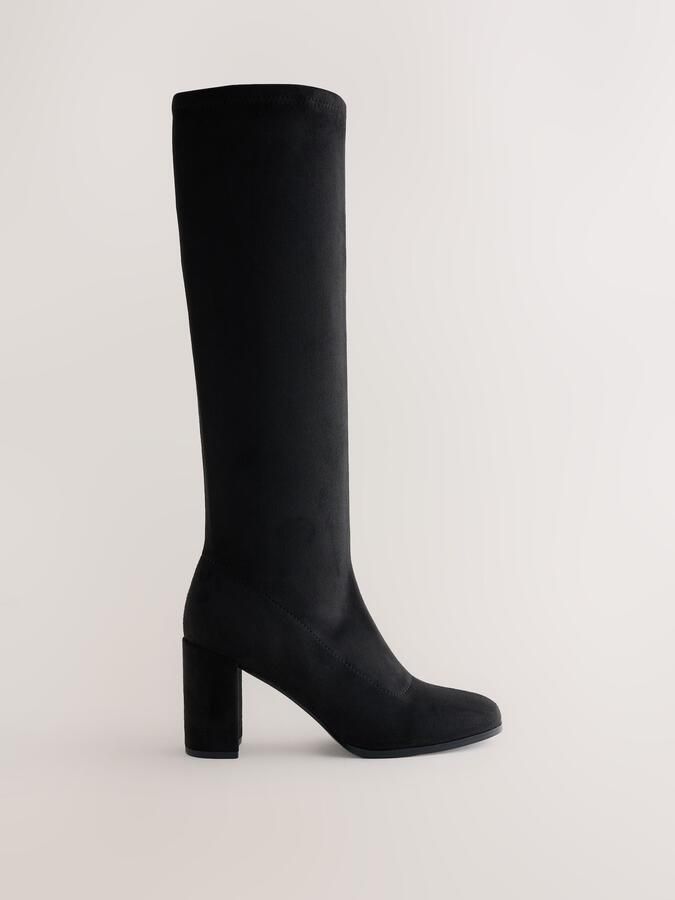 Next Dames Forever Comfort kniehoge soklaarzen met blokhak Zwart - Foto 6